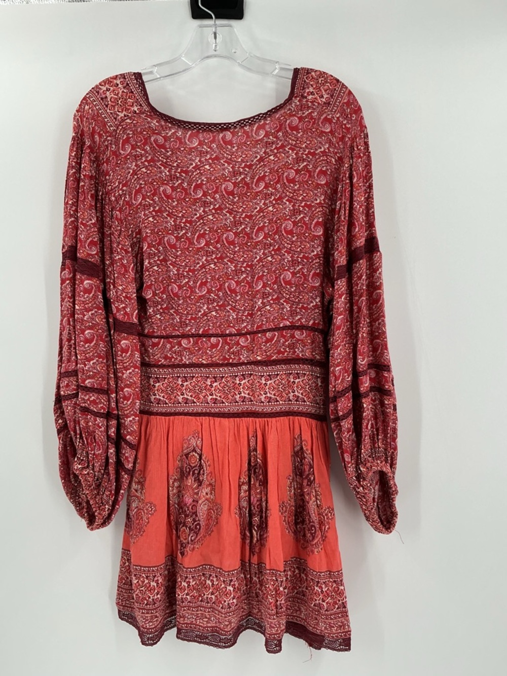 Free People Luna Scarf Print Tunic in red. - Picture 4 of 9